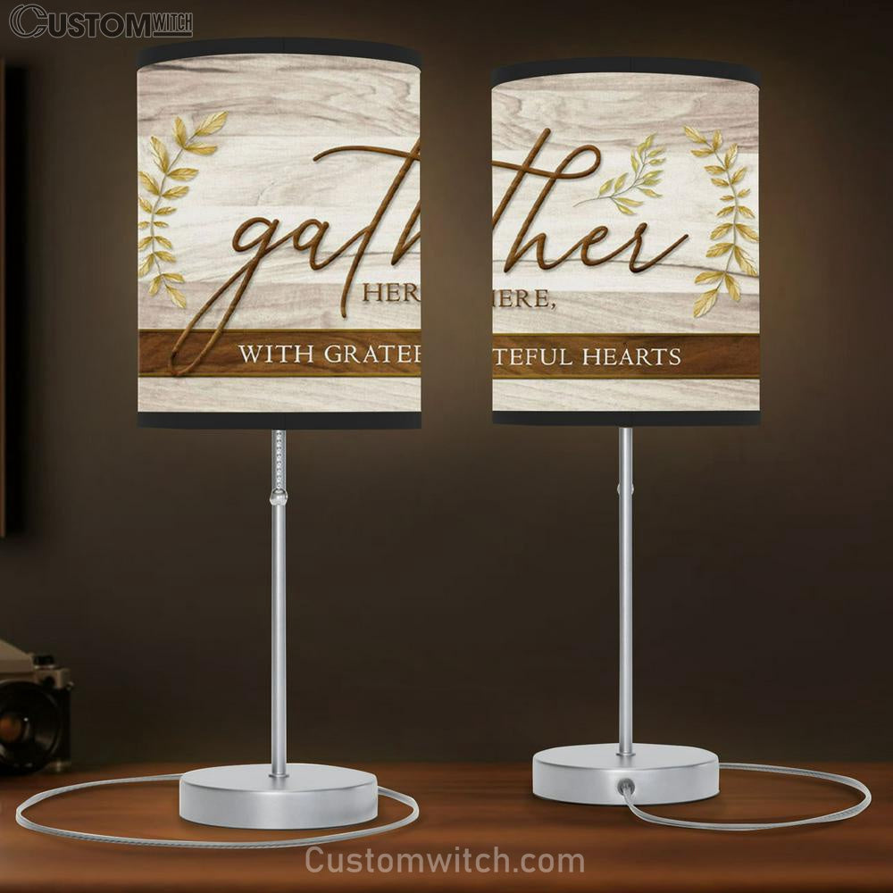 Gather Here With Grateful Hearts - Thanksgiving Table Lamb Gift - Christian Bedroom Decor