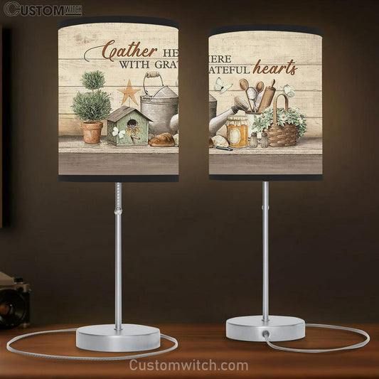 Gather Here With Grateful Hearts Vintage Kitchen Table Lamb Prints - Religious Table Lamb Art - Christian Home Decor