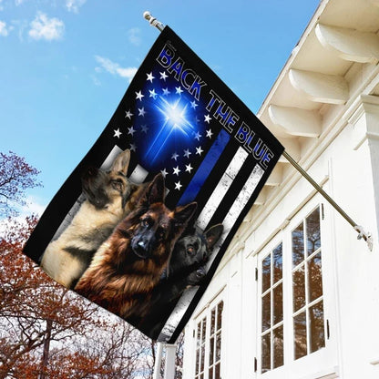 German Shepherd Back The Blue Christian Cross House Flags, Christian Flag, Scripture Flag, Garden Banner