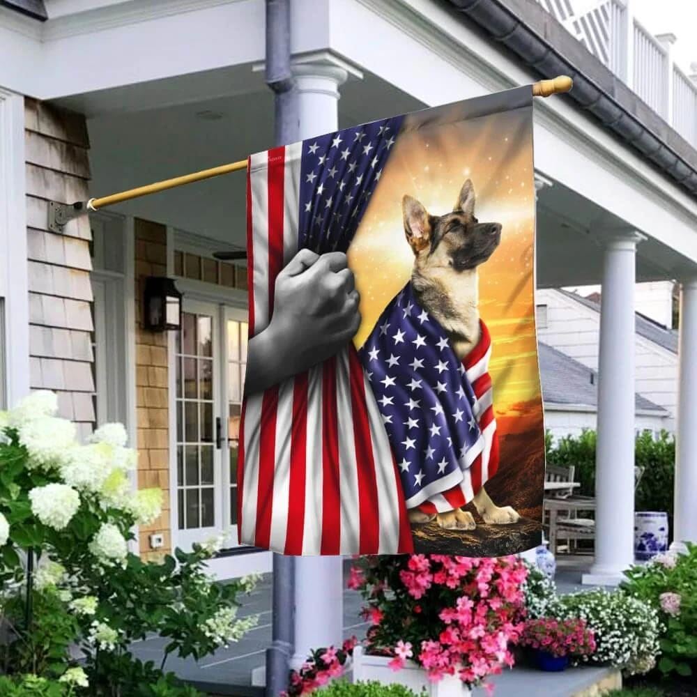 German Shepherd Christian Cross Flag, Outdoor Christian House Flag, Christian Flag, Scripture Flag, Garden Banner