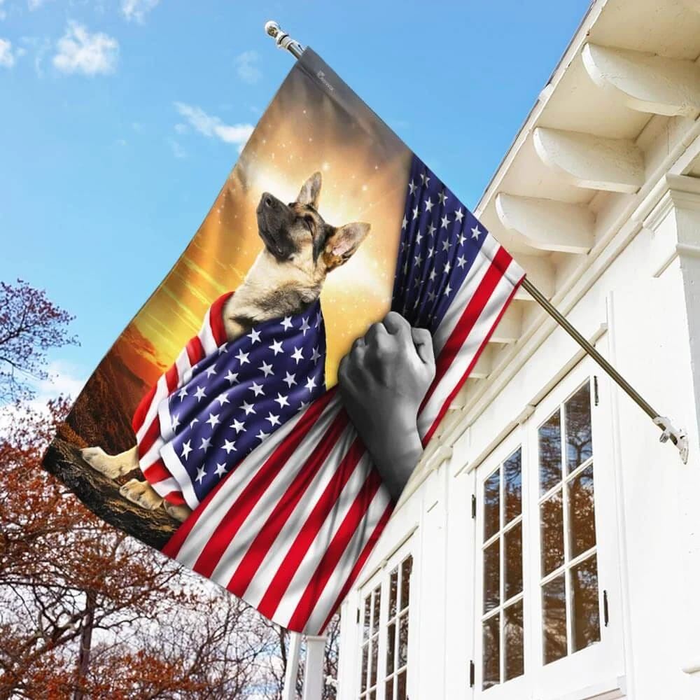 German Shepherd Christian Cross Flag, Outdoor Christian House Flag, Christian Flag, Scripture Flag, Garden Banner