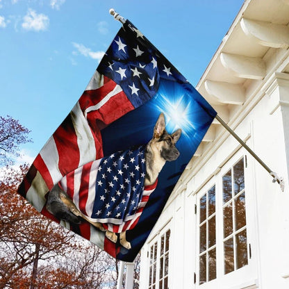 German Shepherd Christian Cross House Flags, Christian Flag, Scripture Flag, Garden Banner