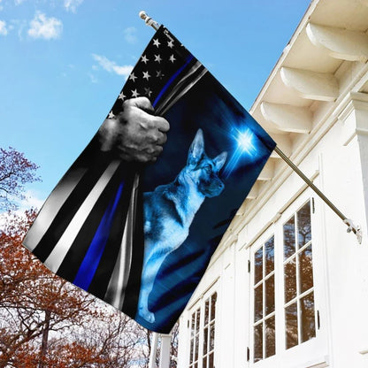 German Shepherd Police Dog House Flags Thin Blue Line Christian Cross House Flags, Christian Flag, Scripture Flag, Garden Banner