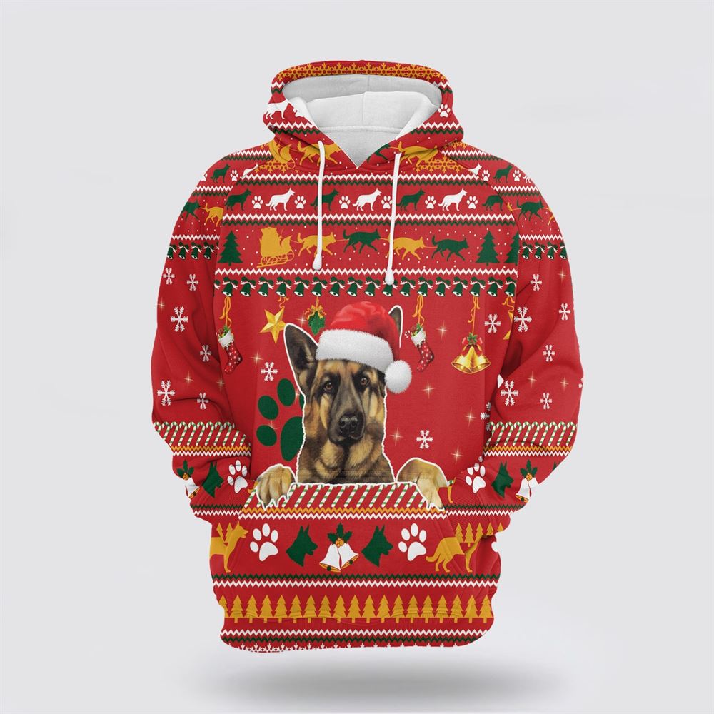German Shepherd Waiting For Christmas All Over Print 3D Hoodie For Men & Women, Christmas Dog Hoodie, Christmas Hoodie Cute, Christmas Gift