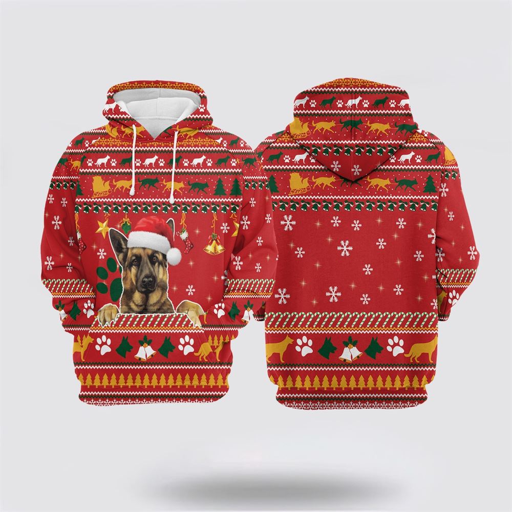 German Shepherd Waiting For Christmas All Over Print 3D Hoodie For Men & Women, Christmas Dog Hoodie, Christmas Hoodie Cute, Christmas Gift