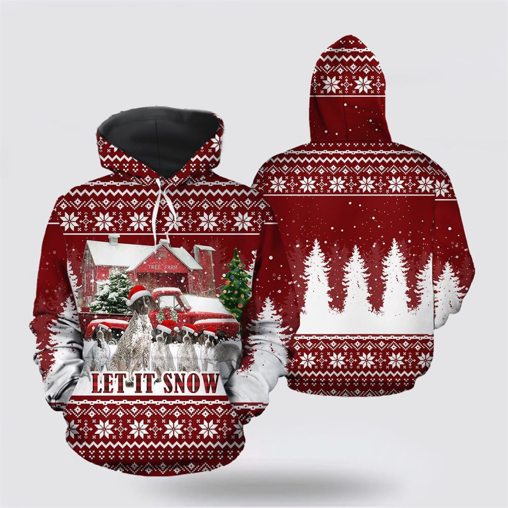 German Shorthaired Pointer Let It Snow All Over Print 3D Hoodie For Men & Women, Christmas Dog Hoodie, Christmas Hoodie Cute, Christmas Gift