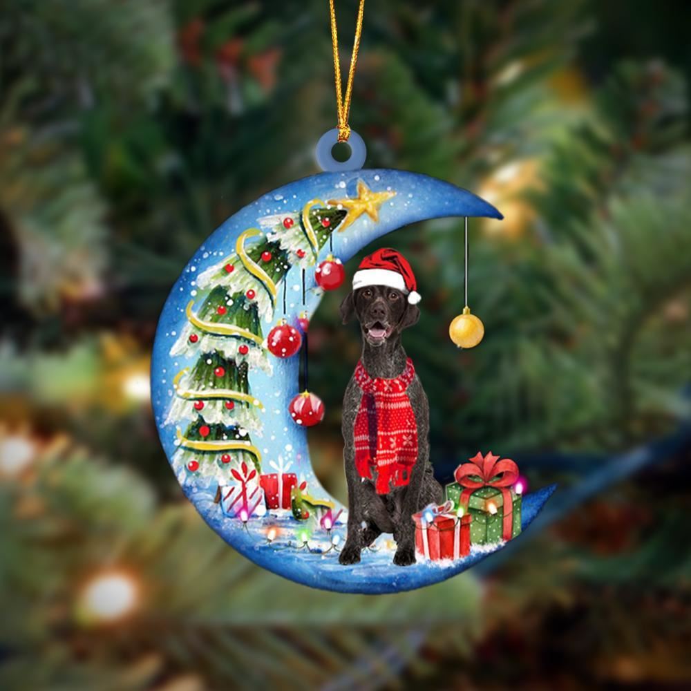 German Shorthaired Pointer Sits On The Moon Merry Christmas Hanging Ornament, Christmas Gift, Christmas Tree Decorations, Christmas Ornament 2023