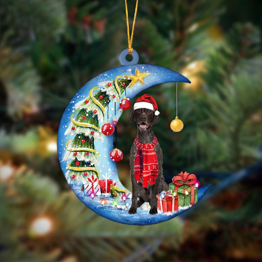 German Shorthaired Pointer Sits On The Moon Merry Christmas Hanging Ornament, Christmas Gift, Christmas Tree Decorations, Christmas Ornament 2023