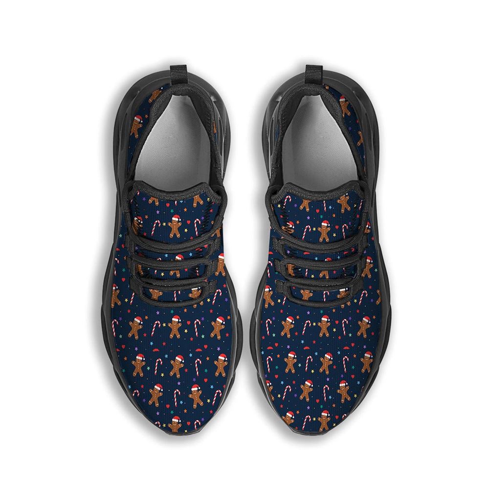 Gingerbread Christmas Print Pattern Black Max Soul Shoes For Men Women, Best Running Sneaker, Christmas Shoes, Winter Fashion Shoes