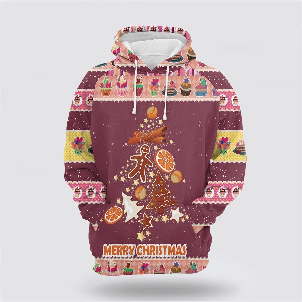 Gingerbread Christmas Tree All Over Print 3D Hoodie For Men & Women, Christmas Hoodie Cute, Christmas Gift, Christmas Fashion