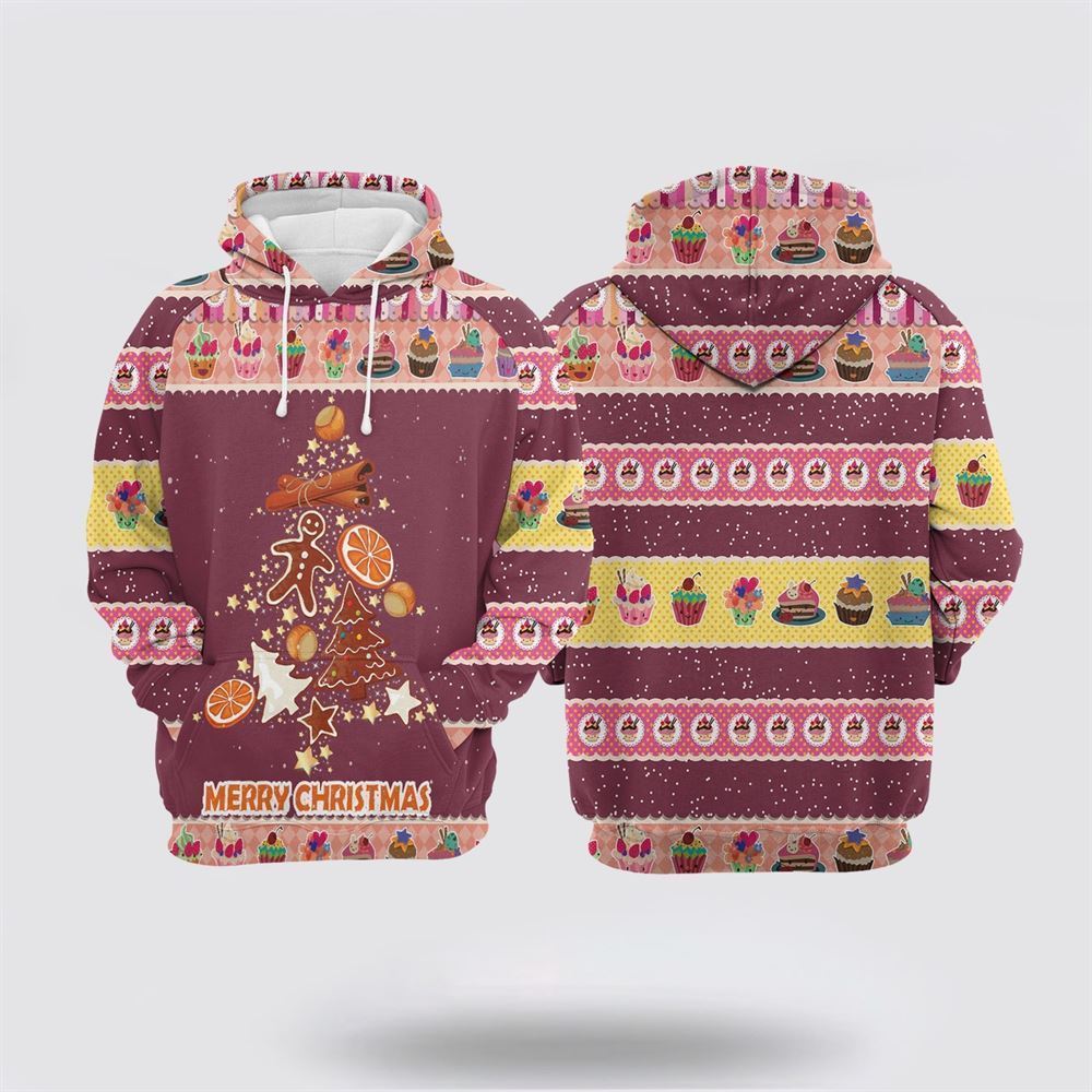 Gingerbread Christmas Tree All Over Print 3D Hoodie For Men & Women, Christmas Hoodie Cute, Christmas Gift, Christmas Fashion