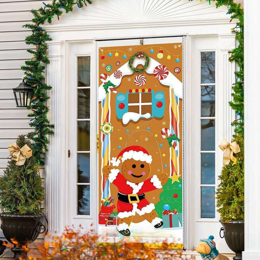 Gingerbread House Door Cover, Christmas Gingerbread Door Banner Indoor, Christmas Door Knob Covers, Christmas Outdoor Decoration