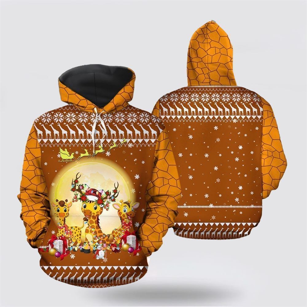 Giraffe Christmas All Over Print 3D Hoodie For Men & Women, Christmas Hoodie Cute, Christmas Gift, Christmas Fashion