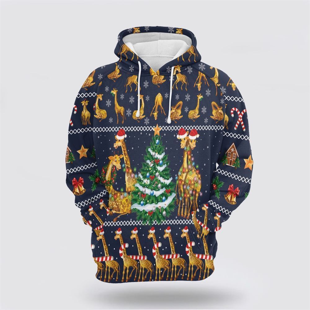 Giraffe Christmas Tree All Over Print 3D Hoodie For Men & Women, Christmas Hoodie Cute, Christmas Gift, Christmas Fashion