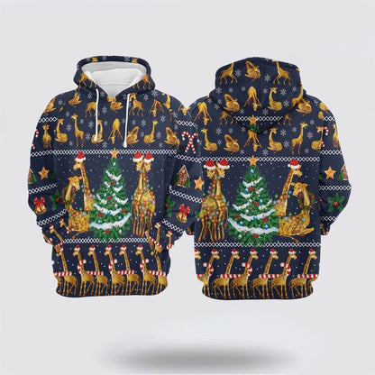 Giraffe Christmas Tree All Over Print 3D Hoodie For Men & Women, Christmas Hoodie Cute, Christmas Gift, Christmas Fashion