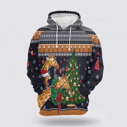 Giraffe Love Christmas All Over Print 3D Hoodie For Men & Women, Christmas Hoodie Cute, Christmas Gift, Christmas Fashion