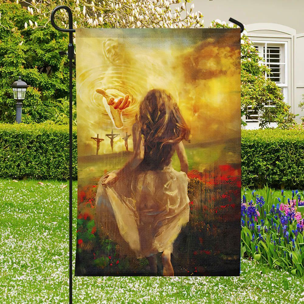 Girl And Jeus Flag, Christian's Flag, Garden Decor, Garden Flag Stand, Christian Flag, Scripture Flag, Garden Banner