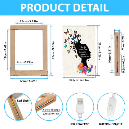 Girl I Love The Woman I've Become Frame Lamp Art - Boho Hippie Butterfly Decor