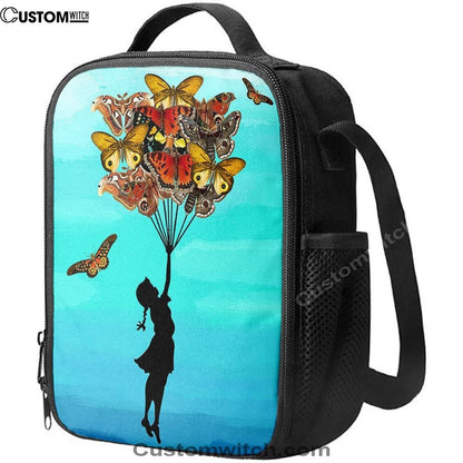 Girl With Butterflies Bouquet Lunch Bag, Decorations For Toddler, Kids Room, Nursery, Gift For Moms