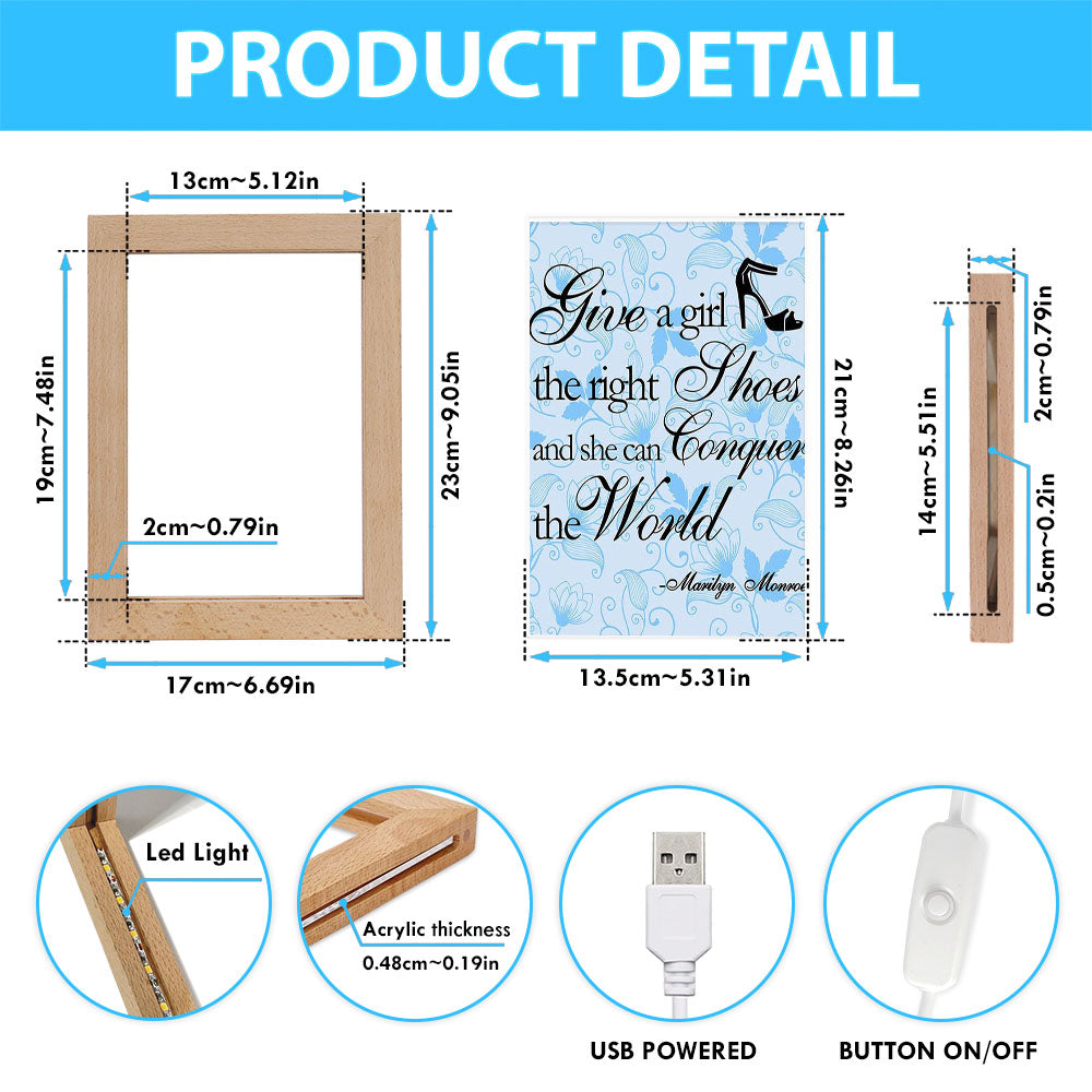 Give A Girl The Right Shoes Frame Lamp - Marilyn Monroe - Gift For Women, Teens Girls, Bff