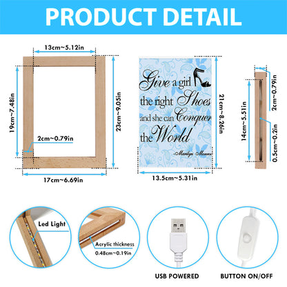 Give A Girl The Right Shoes Frame Lamp - Marilyn Monroe - Gift For Women, Teens Girls, Bff