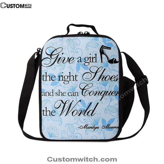 Give A Girl The Right Shoes Lunch Bag, Marilyn Monroe, Gift For Women, Teens Girls, Bff