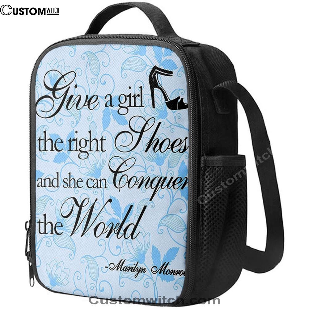 Give A Girl The Right Shoes Lunch Bag, Marilyn Monroe, Gift For Women, Teens Girls, Bff