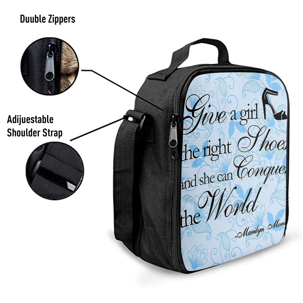 Give A Girl The Right Shoes Lunch Bag, Marilyn Monroe, Gift For Women, Teens Girls, Bff