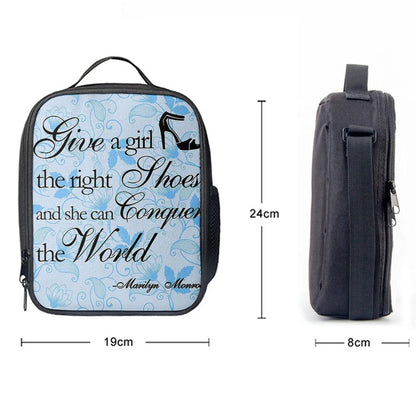 Give A Girl The Right Shoes Lunch Bag, Marilyn Monroe, Gift For Women, Teens Girls, Bff