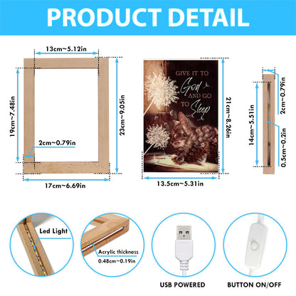 Give It To God And Go To Sleep Beautiful Dandelion Cat Frame Lamp Art - Bible Verse Wooden Lamp - Christian Home Decor