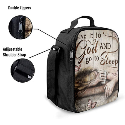 Give It To God And Go To Sleep Butterlies Girl Lunch Bag, Christian Lunch Bag, Religious Lunch Box For School, Picnic