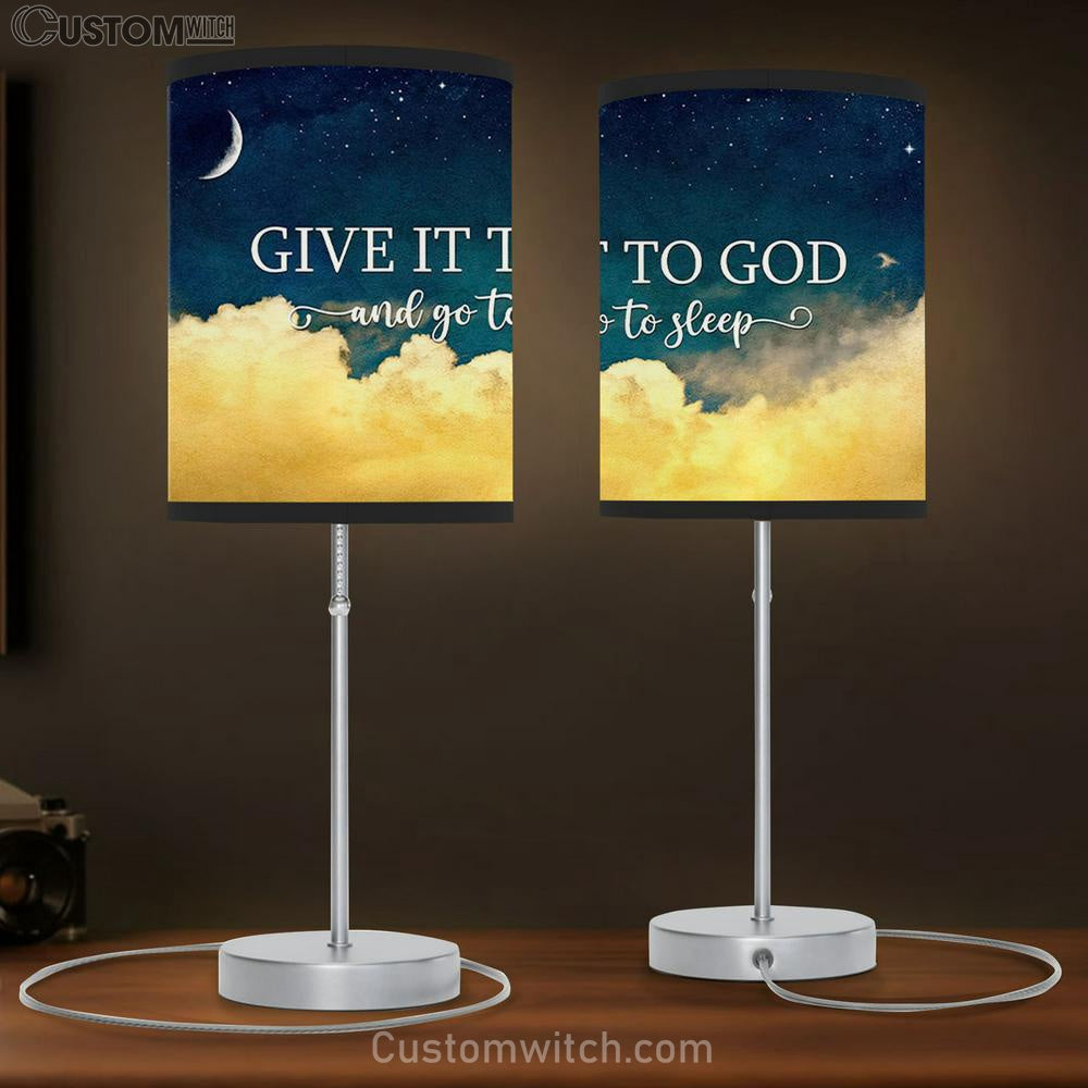 Give It To God And Go To Sleep Table Lamb - Bible Verse Lamb Gift - Christian Table Lamb Prints