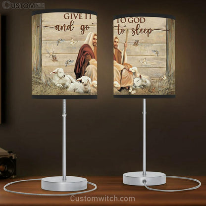 Give It To God And Go To Sleep Table Lamb - Jesus An The Lambs Large Table Lamb Art - Christian Lamb Gift Home Decor - Religious Table Lamb Prints