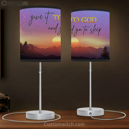 Give It To God And Go To Sleep Table Lamb Gift - Mountain Sunset Christian Lamb Gift - Christian Bedroom Decor
