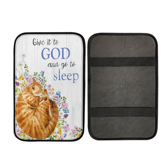 Give It To God And Go To Sleep Car Center Console Cover, Christian Car Armrest Accessories