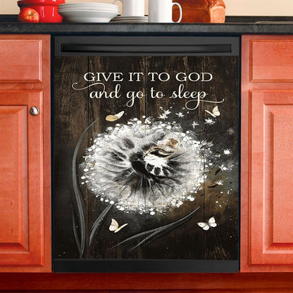 Give It To God And Go To Sleep Dishwasher Cover, Jesus Baby Lamb Dandelion Field Dishwasher Stickers, Christian Kitchen Decor