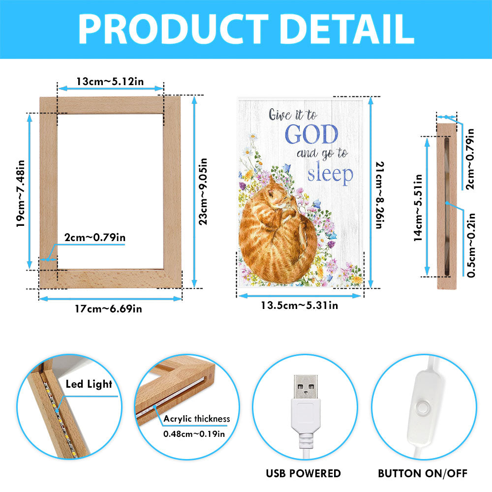 Give It To God And Go To Sleep Frame Lamp Art - Christian Night Light Decor