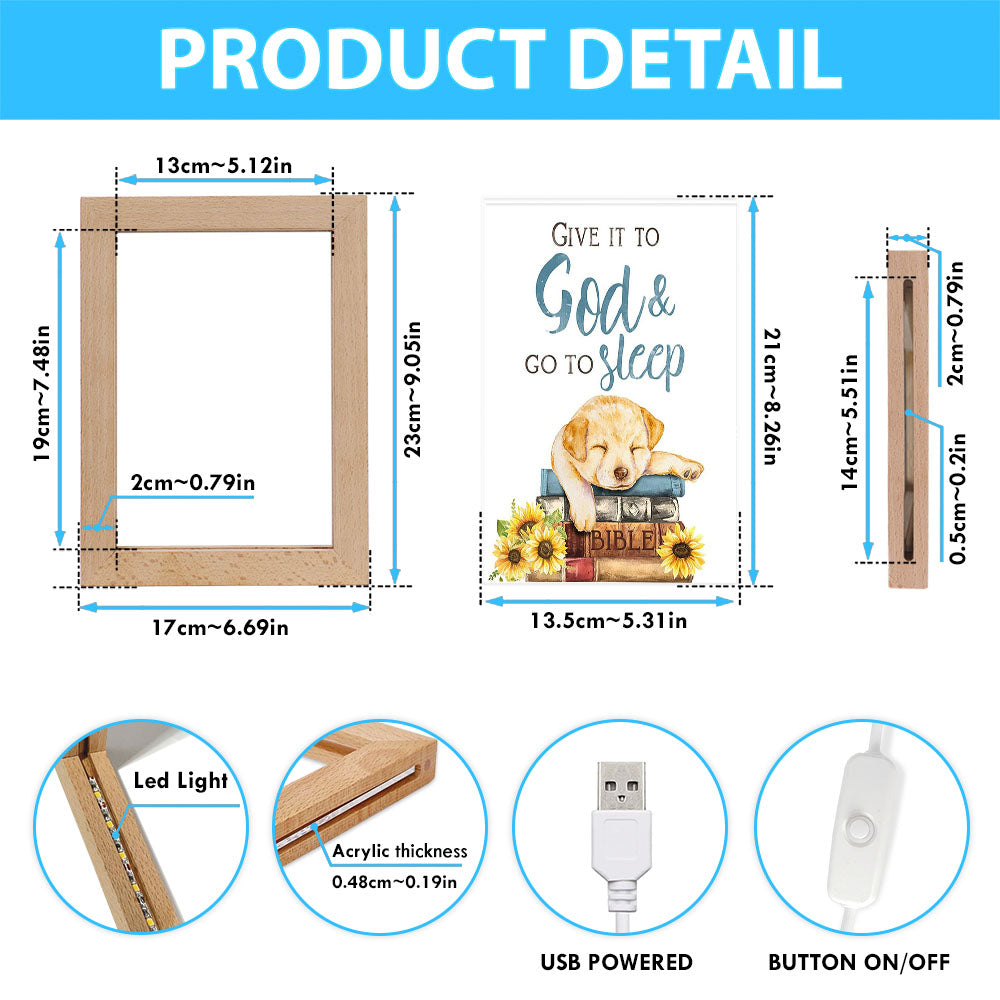 Give It To God And Go To Sleep Frame Lamp Art - Cute Cat Gifts For Women Girls