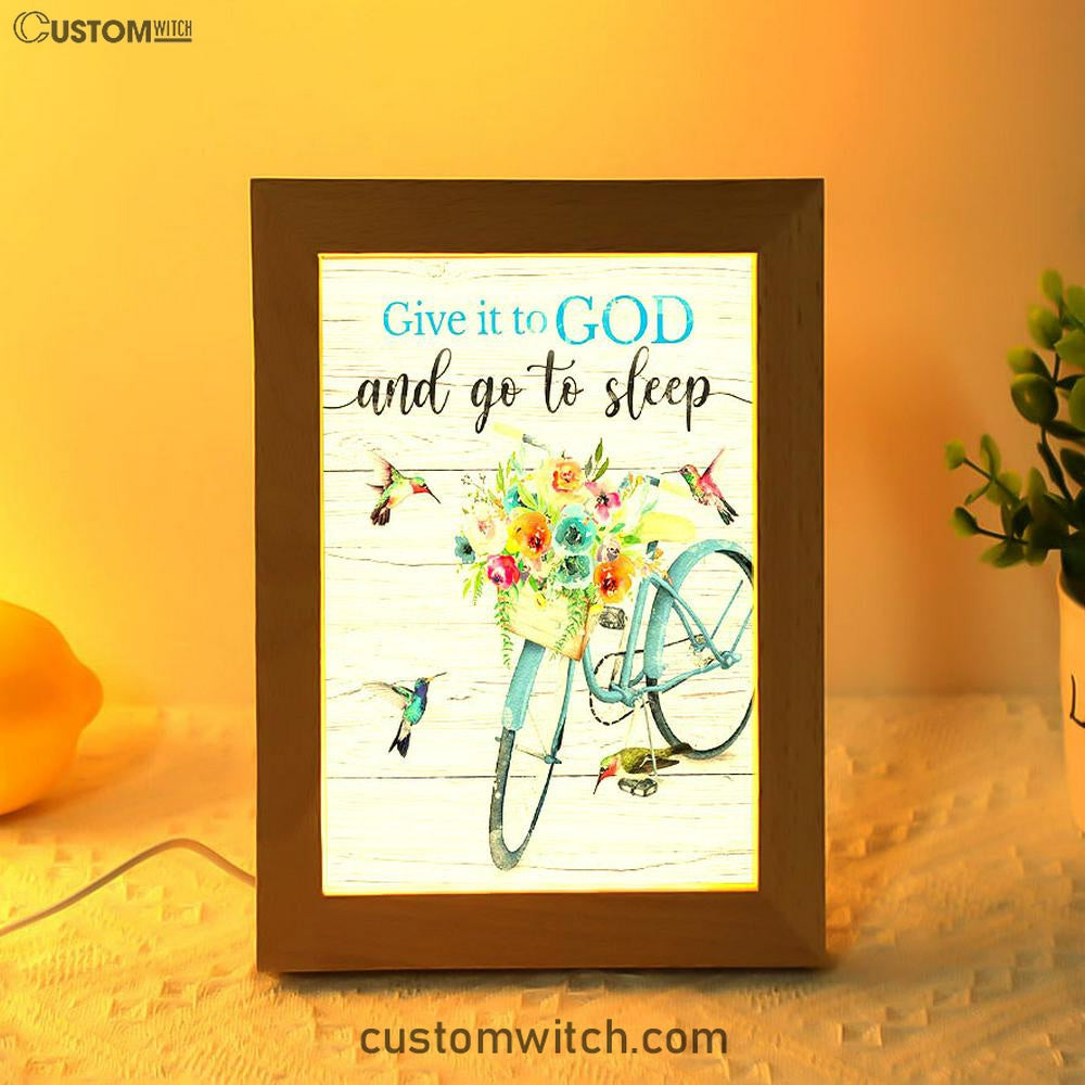 Give It To God And Go To Sleep Frame Lamp Art - Cute Sleeping Dog - Christian Art