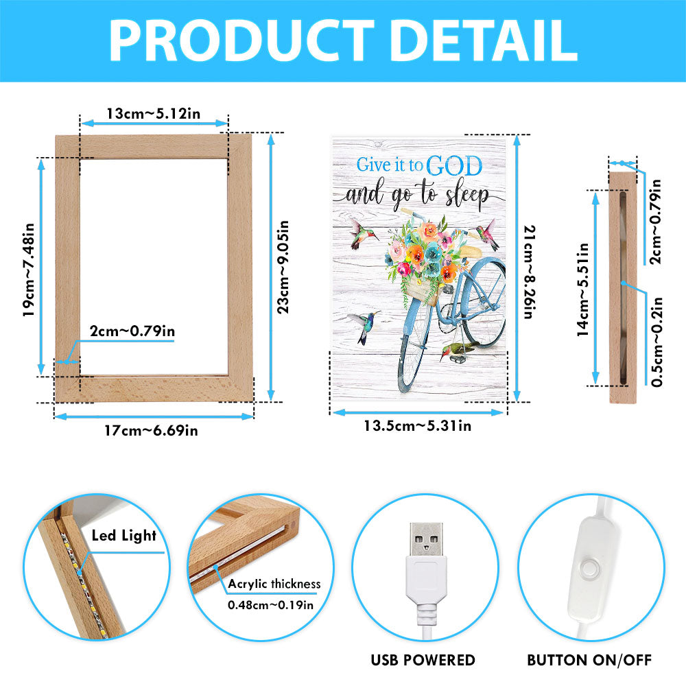 Give It To God And Go To Sleep Frame Lamp Art - Cute Sleeping Dog - Christian Art