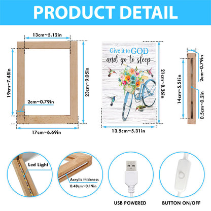 Give It To God And Go To Sleep Frame Lamp Art - Cute Sleeping Dog - Christian Art