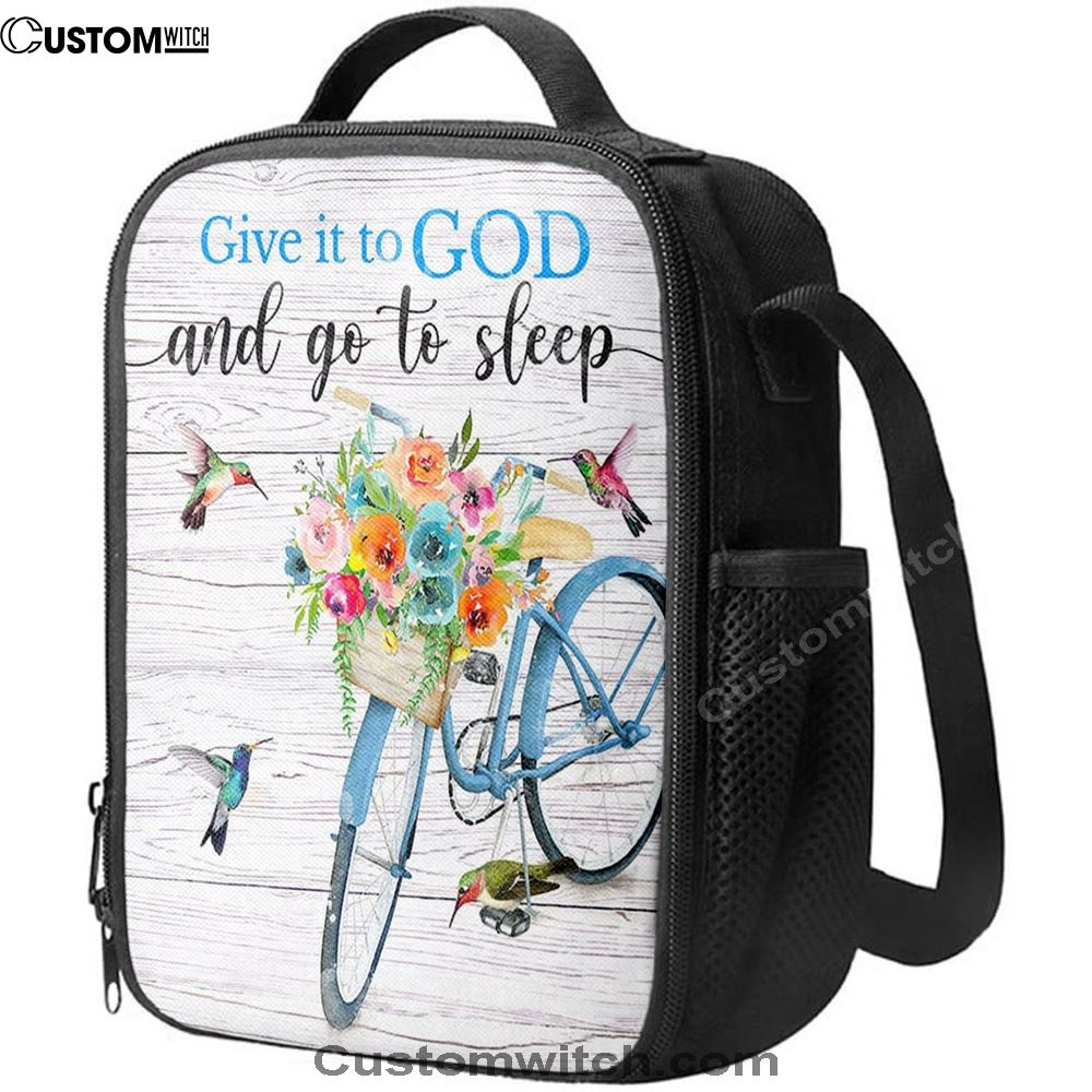 Give It To God And Go To Sleep Lunch Bag, Cute Sleeping Dog, Christian Lunch Bag, Religious Lunch Box For School, Picnic