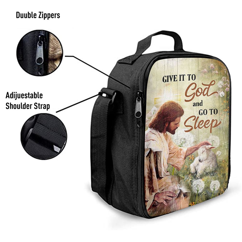 Give It To God And Go To Sleep Lunch Bag, Jesus Baby Lamb Dandelion Field Lunch Bag, Christian Lunch Bag, Religious Lunch Box For School, Picnic