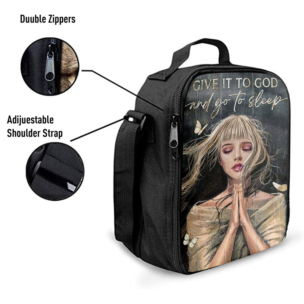 Give It To God And Go To Sleep Praying Girl Lunch Bag, Christian Lunch Bag, Religious Lunch Box For School, Picnic