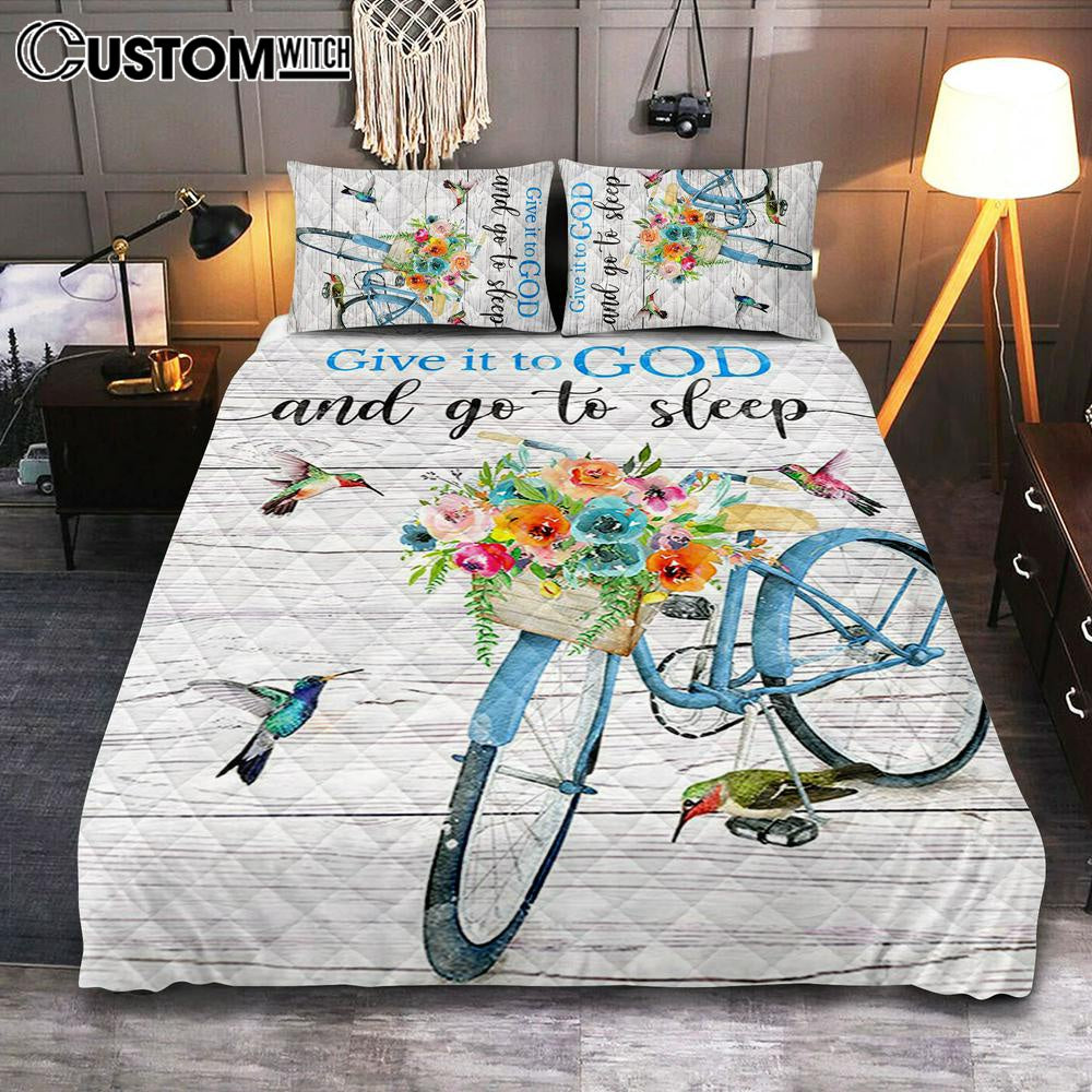 Give It To God And Go To Sleep Quilt Bedding Set Bedroom - Cute Sleeping Dog - Christian Bedroom