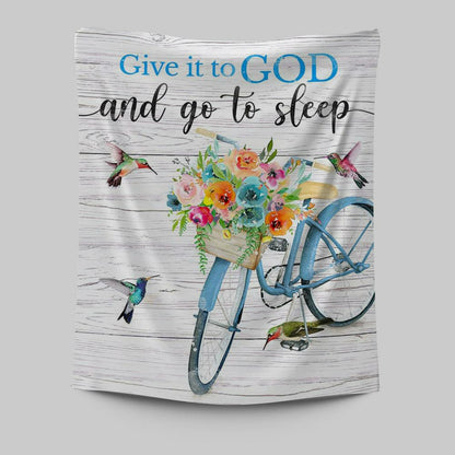 Give It To God And Go To Sleep Tapestry Wall Art - Cute Sleeping Dog - Christian Wall Art