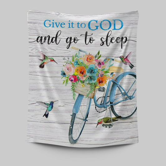 Give It To God And Go To Sleep Tapestry Wall Art - Cute Sleeping Dog - Christian Wall Art