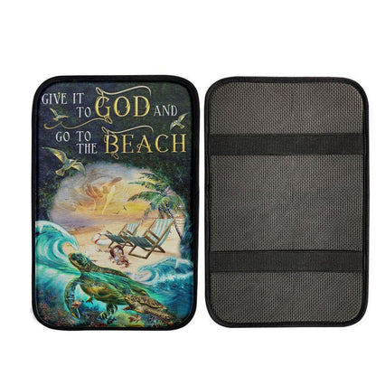 Give It To God And Go To The Beach Jesus Hand Turtle Summer Car Center Console Cover, Christian Car Accessories