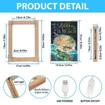 Give It To God And Go To The Beach Jesus Hand Turtle Summer Frame Lamp Art - Christian Art Decor - Religious Gifts Night Light