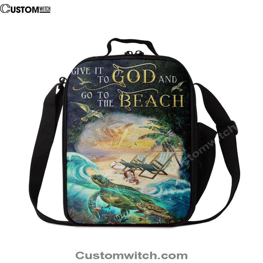 Give It To God And Go To The Beach Jesus Hand Turtle Summer Lunch Bag, Christian Lunch Bag, Religious Lunch Box For School, Picnic